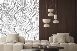 Naklejka: Vector black white abstract wave hair background