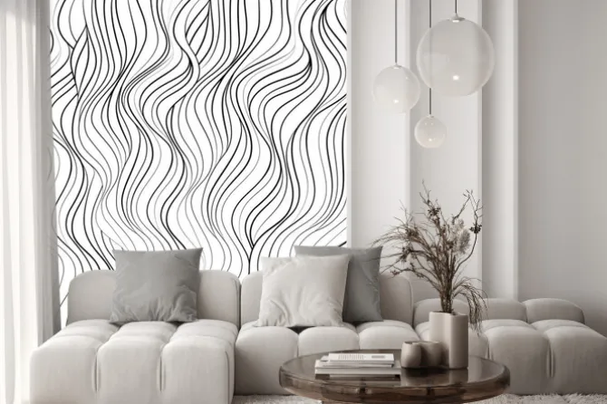 Naklejka: Vector black white abstract wave hair background