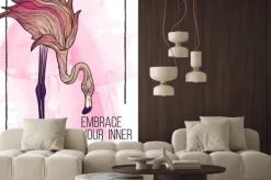 Naklejka: Vector hand draw illustration of colorful flamingo with motivation