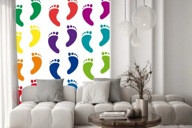 Naklejka: Vector logo stopy, chodzić w tle