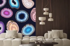 Naklejka: Vector seamless pattern with geode and agate cuts