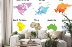 Naklejka: Vector set of all continents political maps isolated on white
