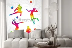 Naklejka: Vector volleyball silhouettes rainbow collection