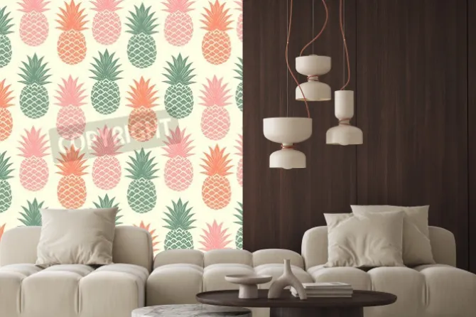 Naklejka: Vintage ananas bez szwu