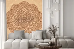 Naklejka: Vintage beżowy abstrakcyjne tło z kręgu doodle