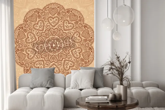 Naklejka: Vintage beżowy abstrakcyjne tło z kręgu doodle