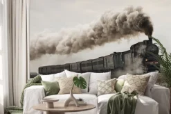 Naklejka: Vintage czarny pociąg parowy