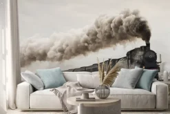 Naklejka: Vintage czarny pociąg parowy