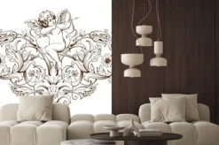 Naklejka: Vintage element dekoracyjny grawerowanie z barokowym ornamentem