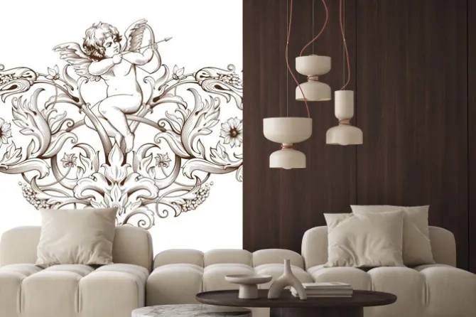 Naklejka: Vintage element dekoracyjny grawerowanie z barokowym ornamentem