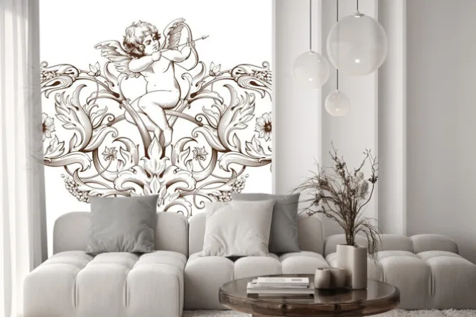 Naklejka: Vintage element dekoracyjny grawerowanie z barokowym ornamentem