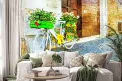 Naklejka: Vintage kwiatowy rowerów - urokliwej ulicy dekoracji