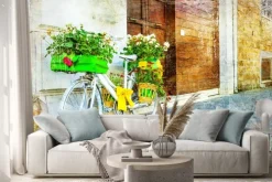 Naklejka: Vintage kwiatowy rowerów - urokliwej ulicy dekoracji