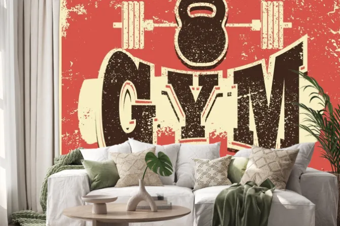 Naklejka: Vintage logo siłowni