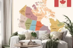 Naklejka: Vintage mapa z flagą kanady