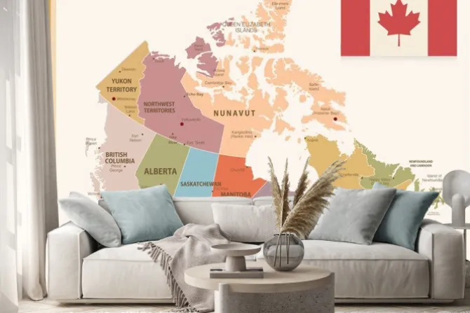 Naklejka: Vintage mapa z flagą kanady