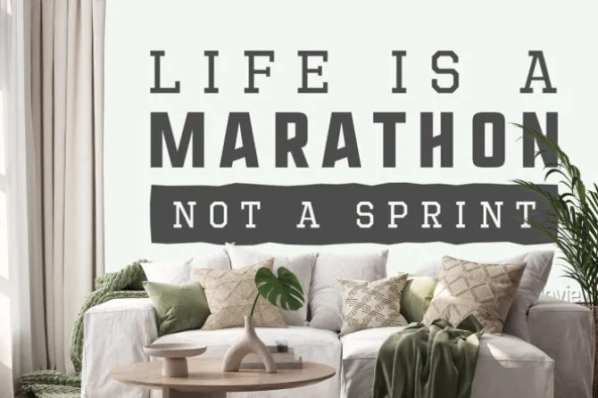 Naklejka: Vintage maraton, sport lub styl życia slogan z motywacją.