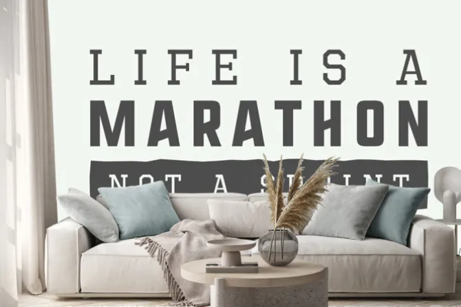 Naklejka: Vintage maraton, sport lub styl życia slogan z motywacją.