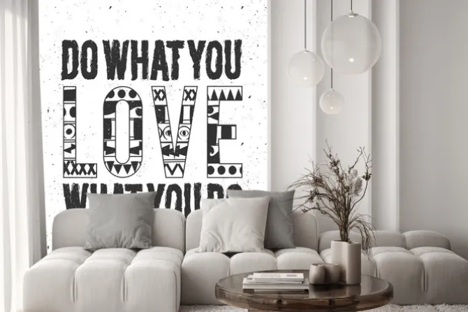 Naklejka: Vintage monochromatyczny czarny typografii plakatu na białym