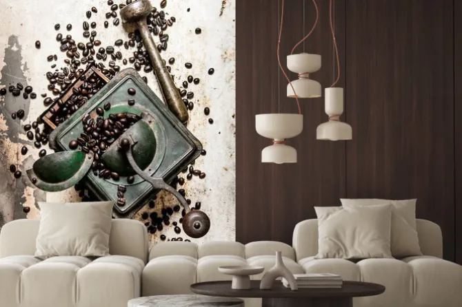 Naklejka: Vintage młynek do kawy z tłuczkiem