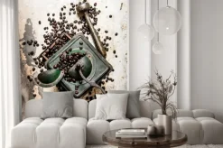 Naklejka: Vintage młynek do kawy z tłuczkiem