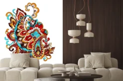 Naklejka: Vintage paisley floral, hand drawn watercolor ethnic design elements