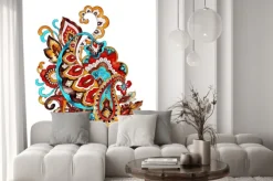 Naklejka: Vintage paisley floral, hand drawn watercolor ethnic design elements