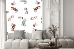 Naklejka: Watercolor baby car pattern