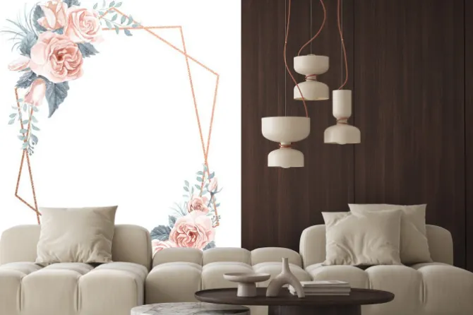 Naklejka: Watercolor floral geometric frame