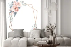 Naklejka: Watercolor floral geometric frame