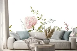 Naklejka: Watercolor floral seamless border. hand painted frame of green