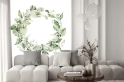 Naklejka: Watercolor floral wreath of greenery. hand painted frame of green