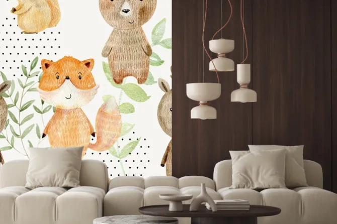 Naklejka: Watercolor forest pattern.