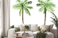 Naklejka: Watercolor hand drawn rainforest tropical palms botanical illustration