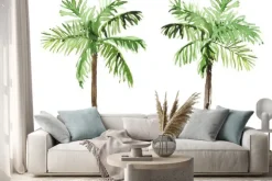 Naklejka: Watercolor hand drawn rainforest tropical palms botanical illustration