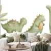 Naklejka: Watercolor illustration set with cute dino toys for kids. dinosaurs,