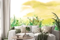 Naklejka: Watercolor illustration. vintage wild grass, flowers, plants,