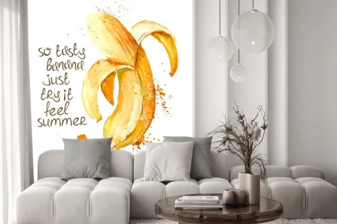 Naklejka: Watercolor illustration of isolated banana fruit.