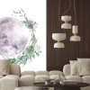 Naklejka: Watercolor moon and floral wreath. natural illustration for logo,