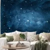 Naklejka: Watercolor night sky background with stars. cosmic texture with