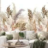 Naklejka: Watercolor pampas grass seamless border. repeatable boho dried