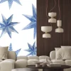 Naklejka: Watercolor pattern of christmas blue stars decoration elements.