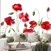 Naklejka: Watercolor poppies and buds on white background