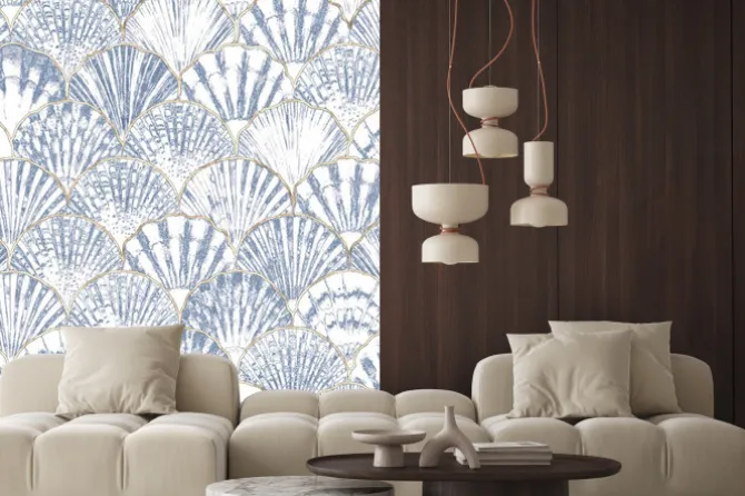 Naklejka: Watercolor sea shell seamless pattern. hand drawn seashells texture