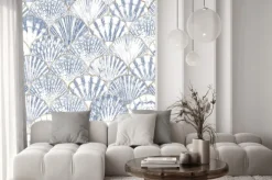 Naklejka: Watercolor sea shell seamless pattern. hand drawn seashells texture