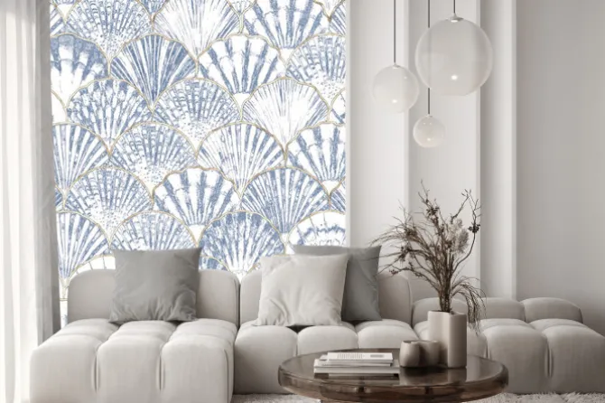 Naklejka: Watercolor sea shell seamless pattern. hand drawn seashells texture