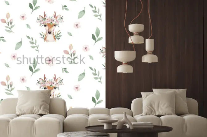 Naklejka: Watercolor seamless hand illustrated floral pattern with floral