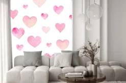 Naklejka: Watercolor seamless vector pattern with hearts for valentine