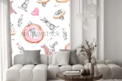 Naklejka: Watercolor seamless pattern. wallpaper with party air balloons,