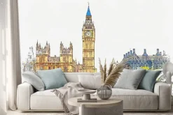 Naklejka: Watercolor sketch or illustration of a beautiful view of the